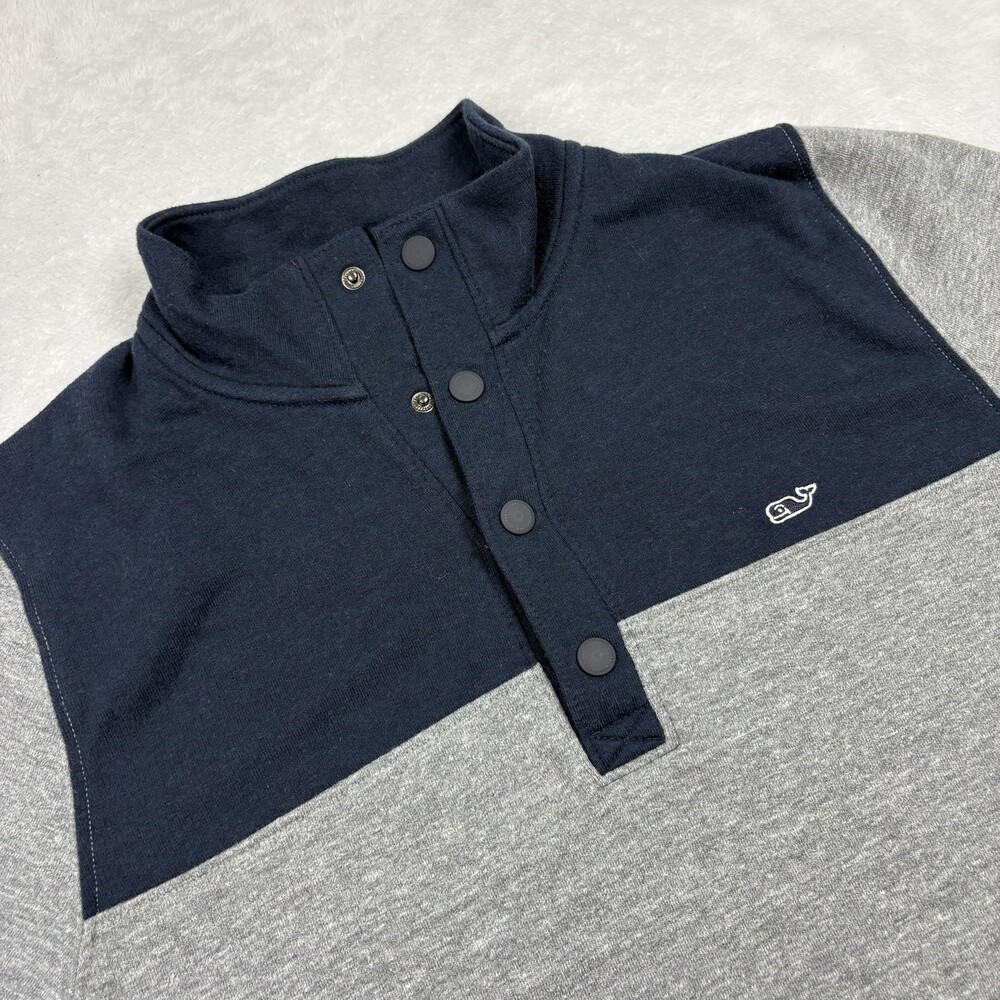 Vineyard Vines Pullover Teens L 16 Gray Mock Neck Snap Closure Fleece Shep & Ian